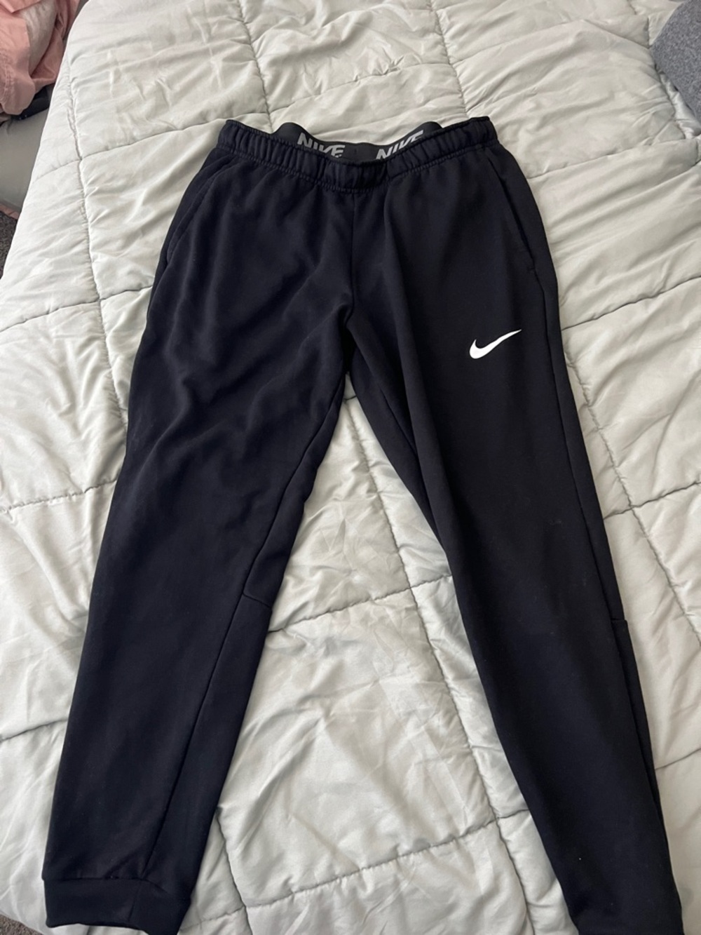 Nike Black Joggers with White Swoosh